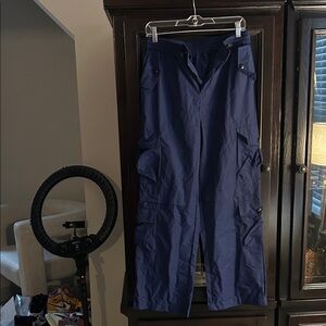 Blue Cargo Track Pants